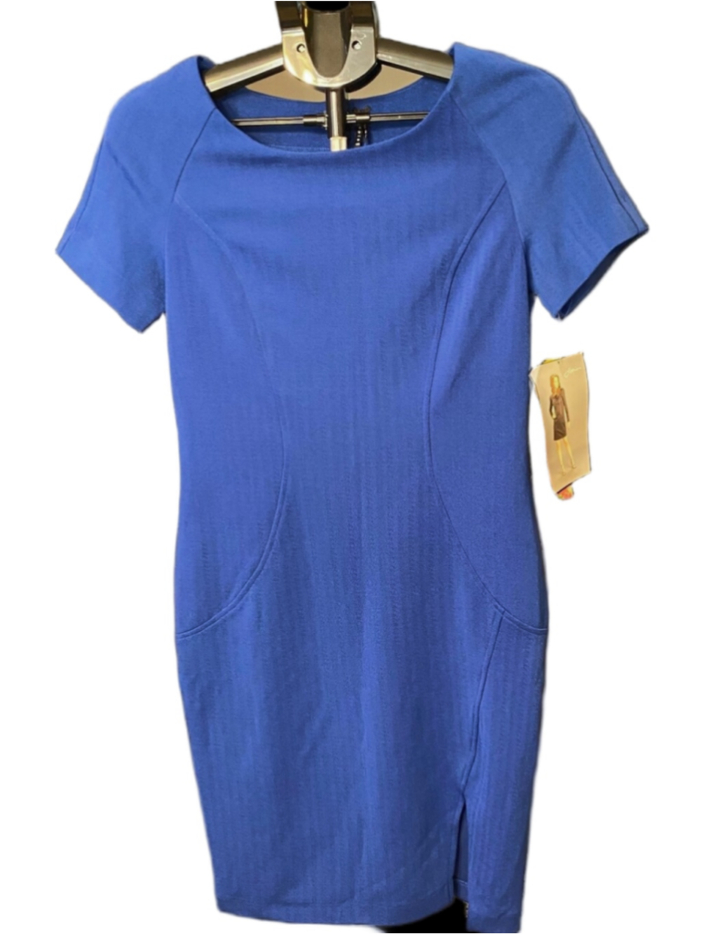 Lapis Womens Medium Royal Blue Sheath Cocktail Dress Short Sleeve NWT